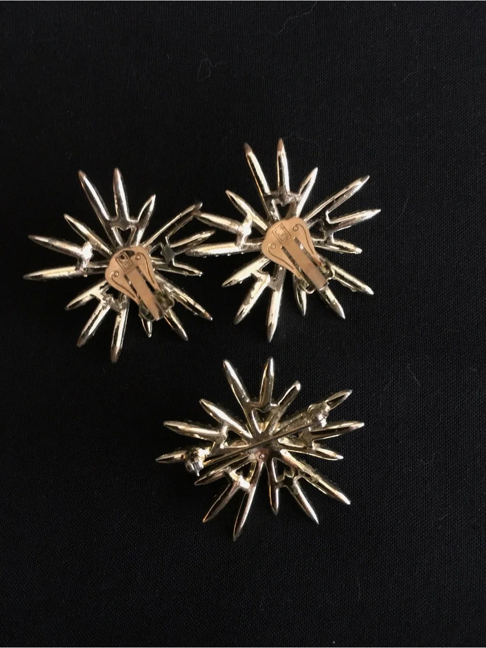 Vintage 1950’s EMJ Early Emmons Gold Pearl Starburst Earrings/Pin